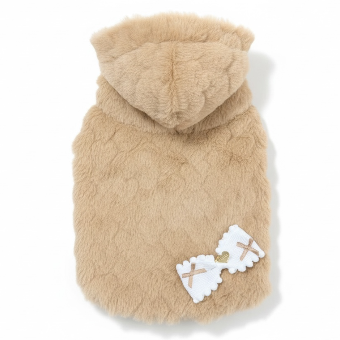 テラヘルツハートファーポンチョ　Brown